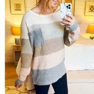⭐️ Active USA Colorblock Stripe Sweater with Pocket M